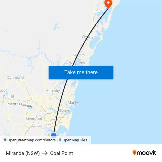 Miranda (NSW) to Coal Point map