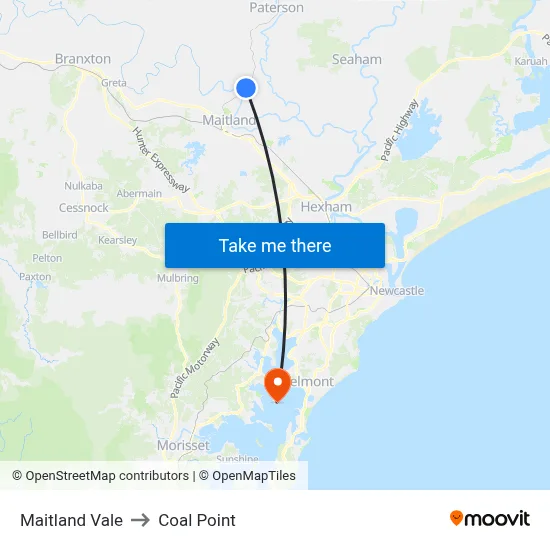 Maitland Vale to Coal Point map
