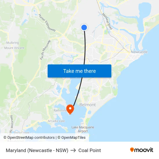Maryland (Newcastle - NSW) to Coal Point map
