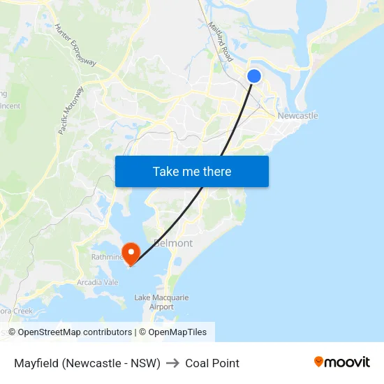 Mayfield (Newcastle - NSW) to Coal Point map