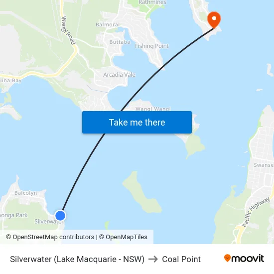 Silverwater (Lake Macquarie - NSW) to Coal Point map