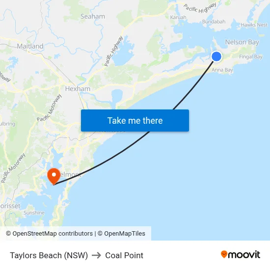 Taylors Beach (NSW) to Coal Point map