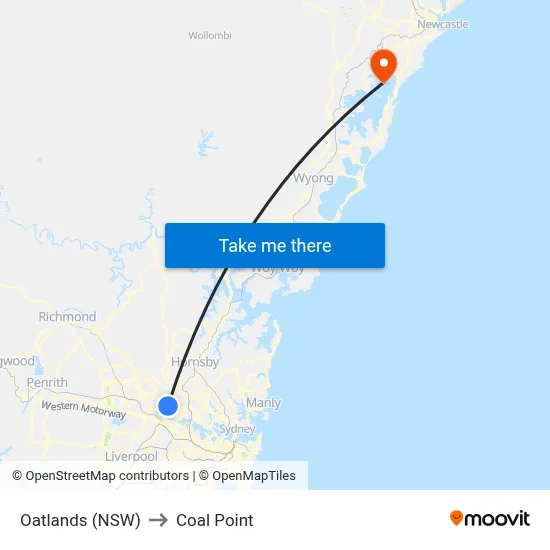 Oatlands (NSW) to Coal Point map