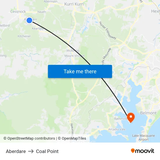 Aberdare to Coal Point map