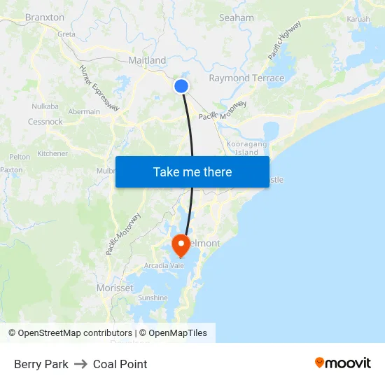 Berry Park to Coal Point map