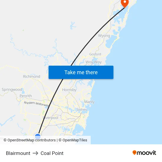 Blairmount to Coal Point map