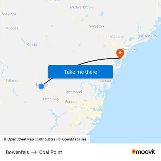 Bowenfels to Coal Point map