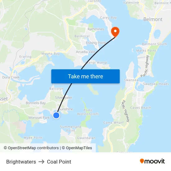 Brightwaters to Coal Point map