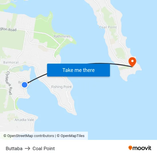 Buttaba to Coal Point map