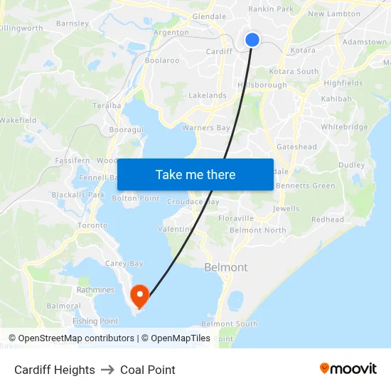 Cardiff Heights to Coal Point map