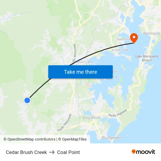 Cedar Brush Creek to Coal Point map