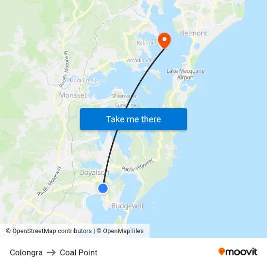 Colongra to Coal Point map