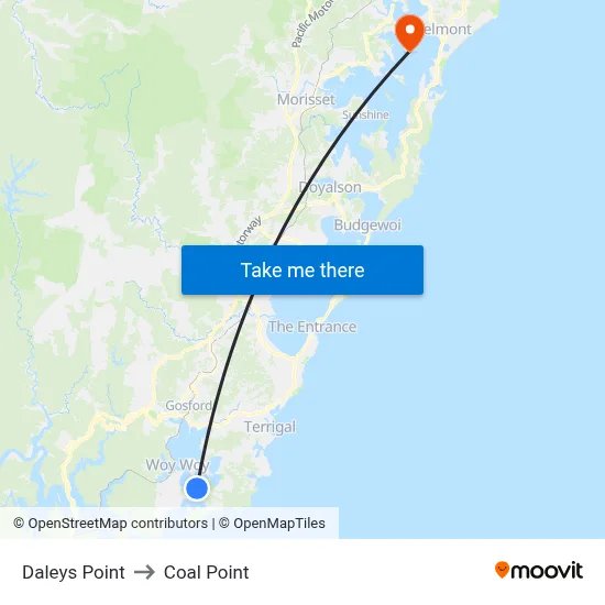 Daleys Point to Coal Point map