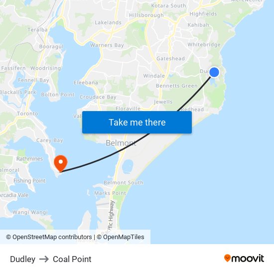 Dudley to Coal Point map