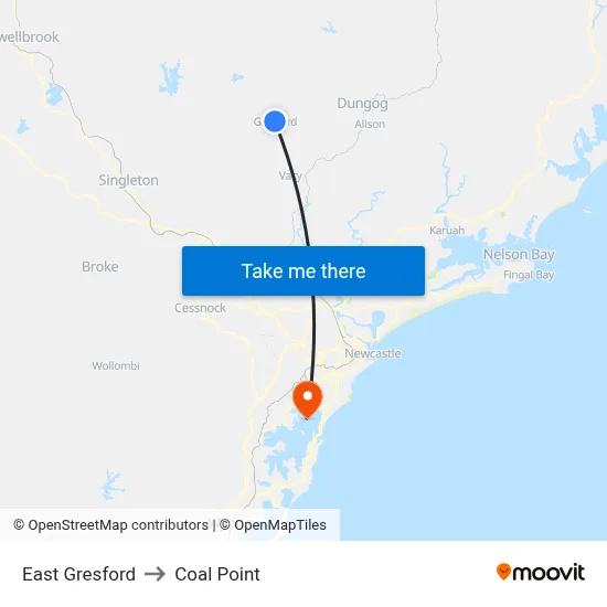 East Gresford to Coal Point map