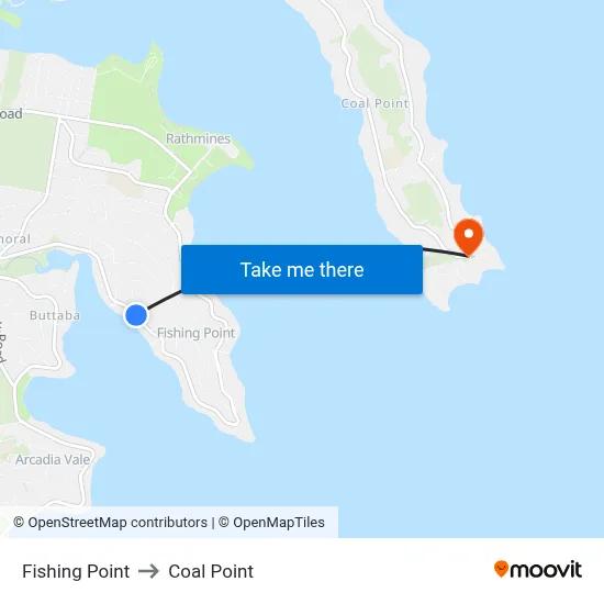 Fishing Point to Coal Point map