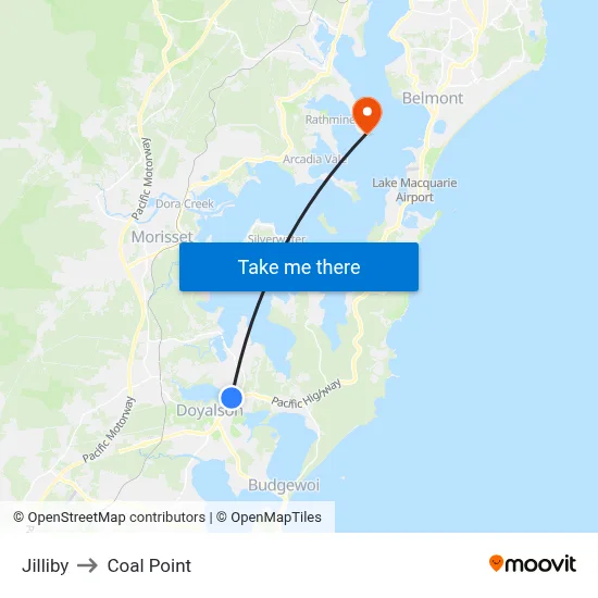 Jilliby to Coal Point map