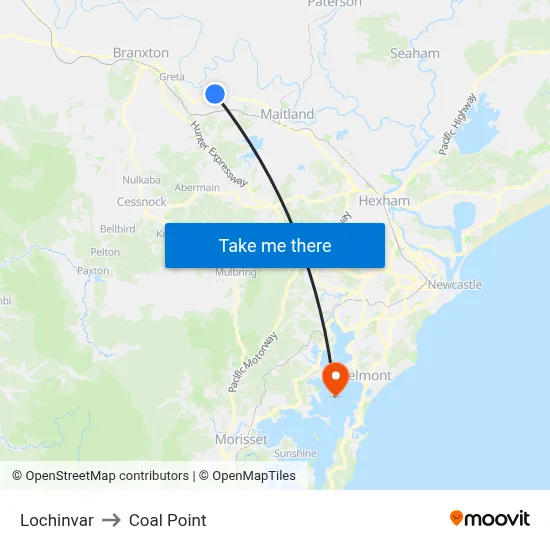 Lochinvar to Coal Point map