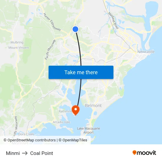Minmi to Coal Point map