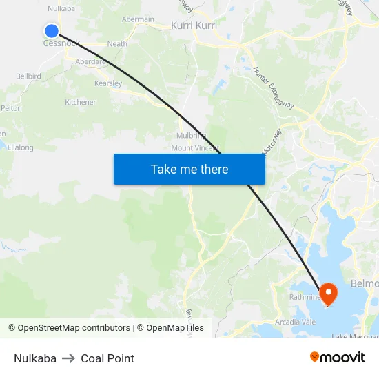 Nulkaba to Coal Point map