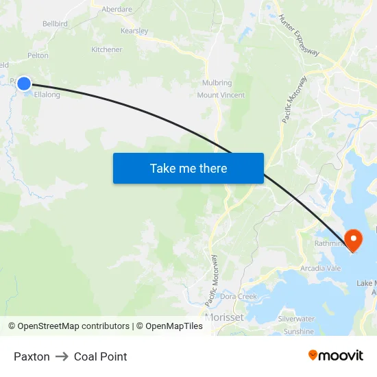Paxton to Coal Point map