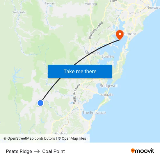 Peats Ridge to Coal Point map