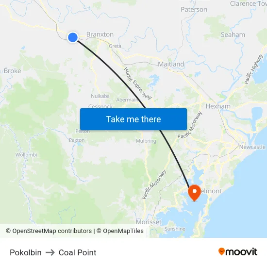 Pokolbin to Coal Point map