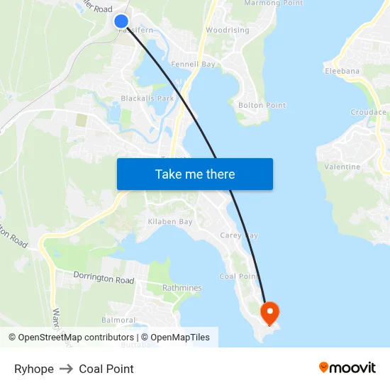 Ryhope to Coal Point map