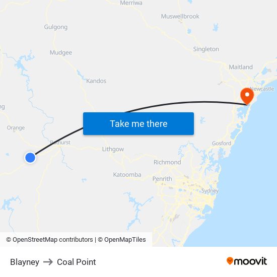 Blayney to Coal Point map