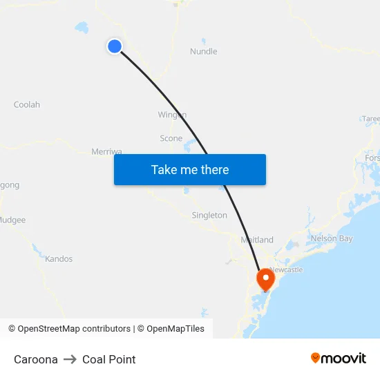 Caroona to Coal Point map
