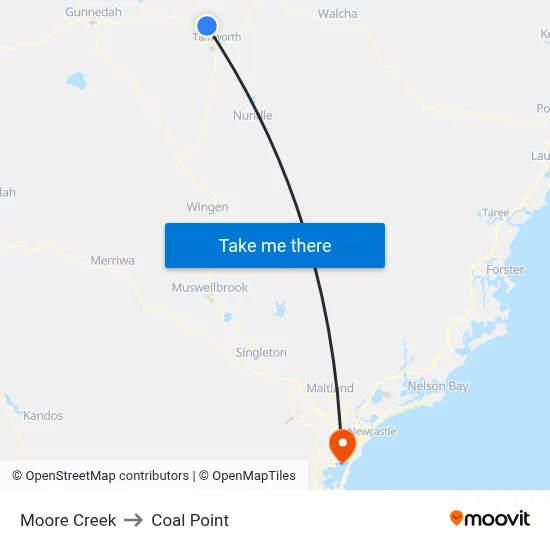 Moore Creek to Coal Point map