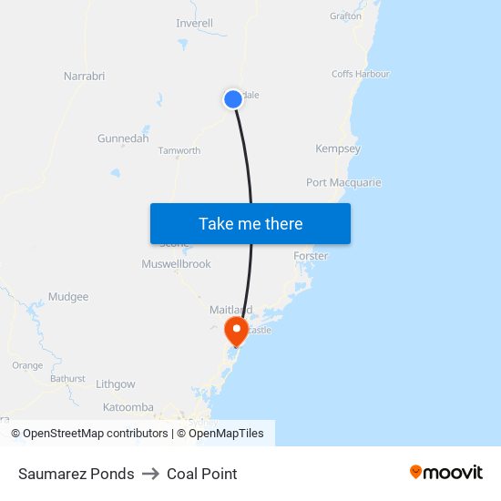 Saumarez Ponds to Coal Point map