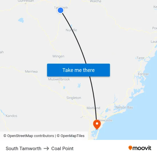 South Tamworth to Coal Point map