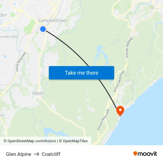 Glen Alpine to Coalcliff map
