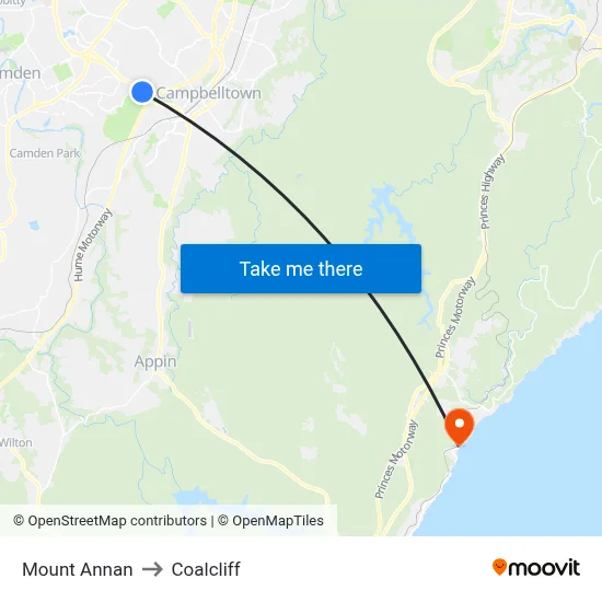 Mount Annan to Coalcliff map