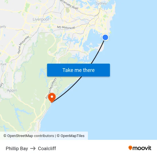 Phillip Bay to Coalcliff map
