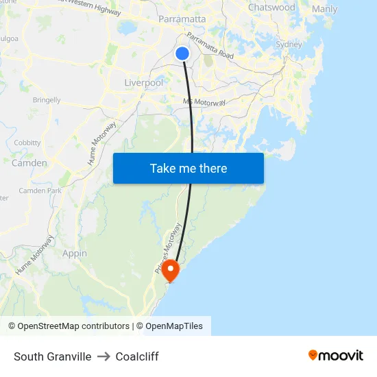 South Granville to Coalcliff map
