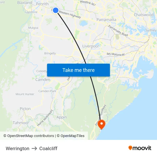 Werrington to Coalcliff map