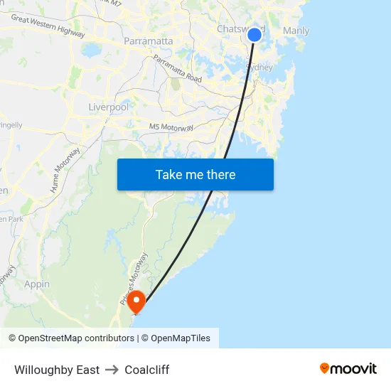 Willoughby East to Coalcliff map