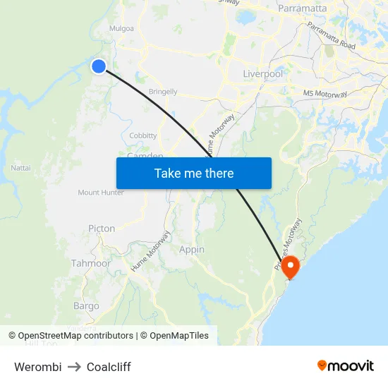Werombi to Coalcliff map