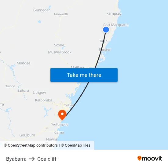 Byabarra to Coalcliff map