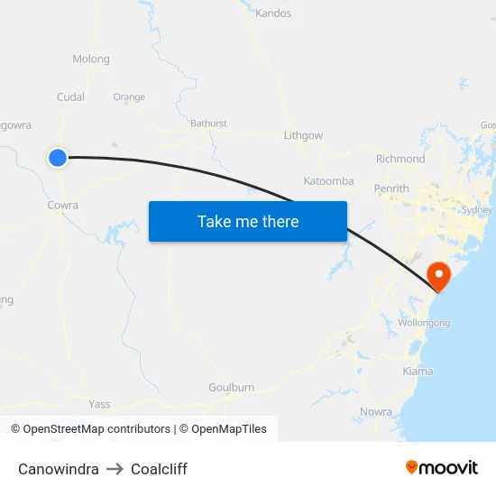 Canowindra to Coalcliff map
