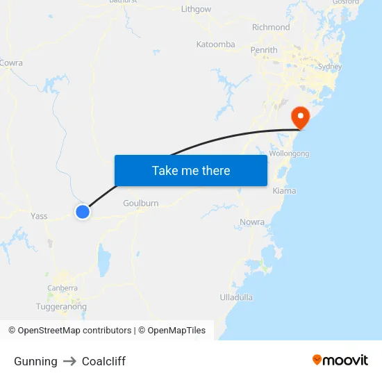 Gunning to Coalcliff map