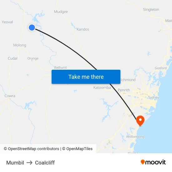 Mumbil to Coalcliff map