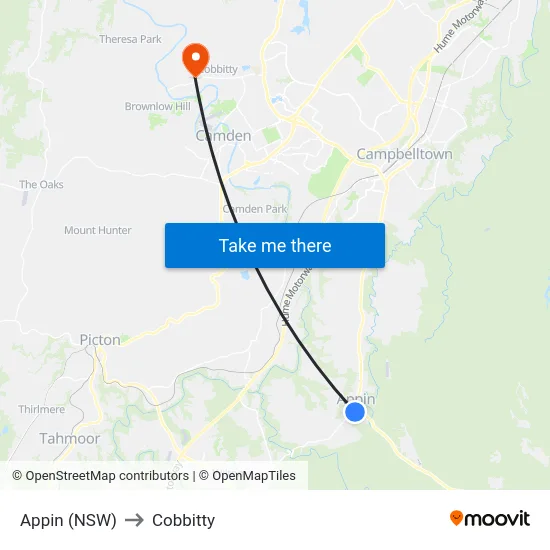 Appin (NSW) to Cobbitty map
