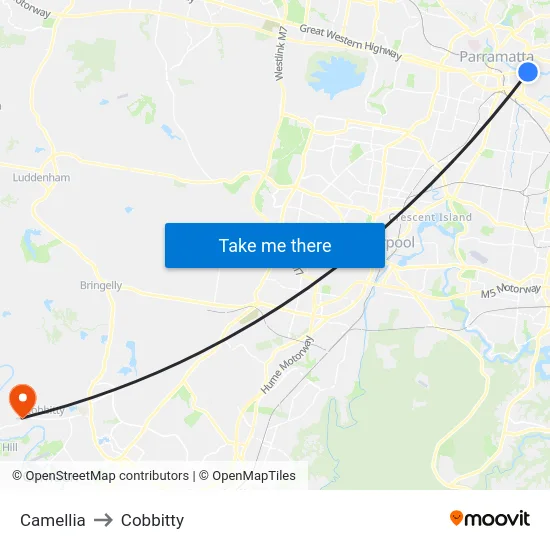 Camellia to Cobbitty map
