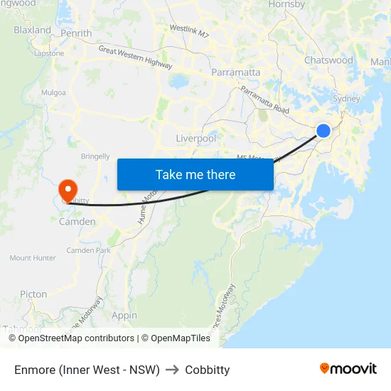 Enmore (Inner West - NSW) to Cobbitty map