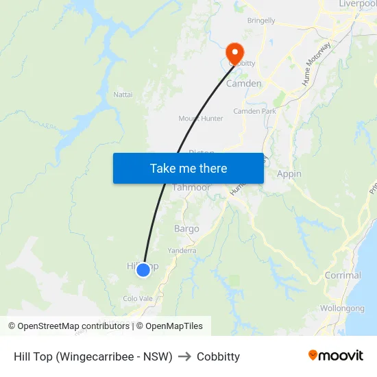 Hill Top (Wingecarribee - NSW) to Cobbitty map