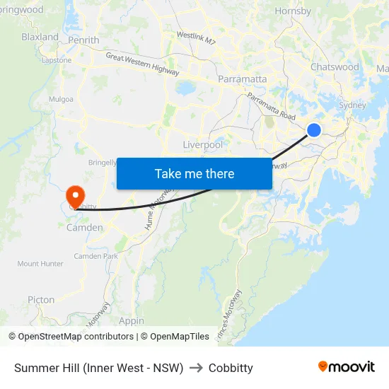 Summer Hill (Inner West - NSW) to Cobbitty map