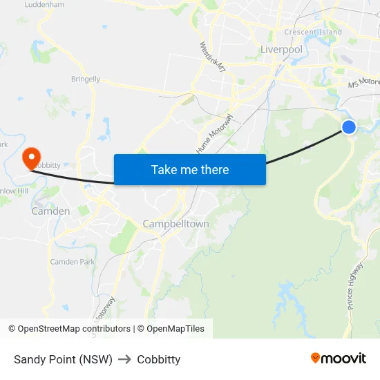 Sandy Point (NSW) to Cobbitty map